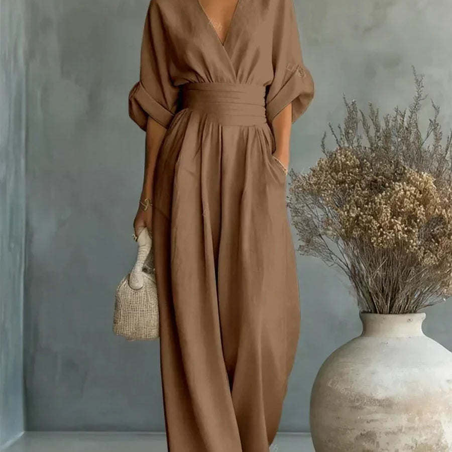 Maya | Kombinéza s vysokým pasem a výstřihem do V